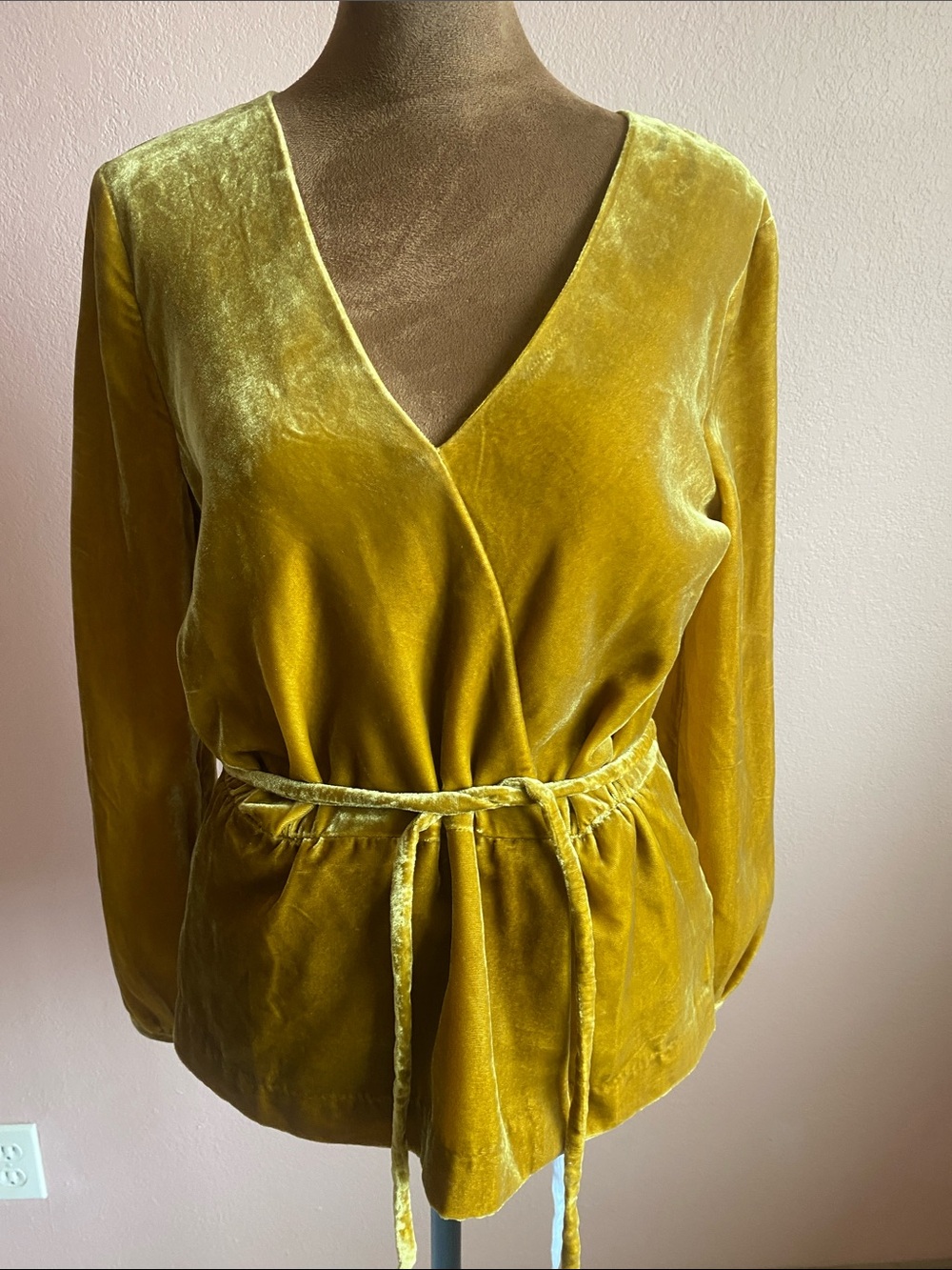 J. Crew Velvet Wrap Top in Mustard